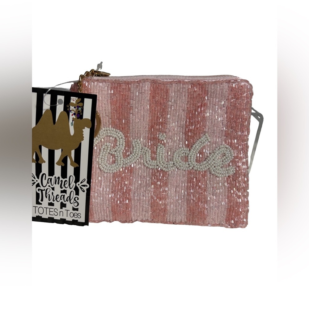 Intricately Beaded “Bride” Keychain Coin Pouch Bag NEW GIFTABLE